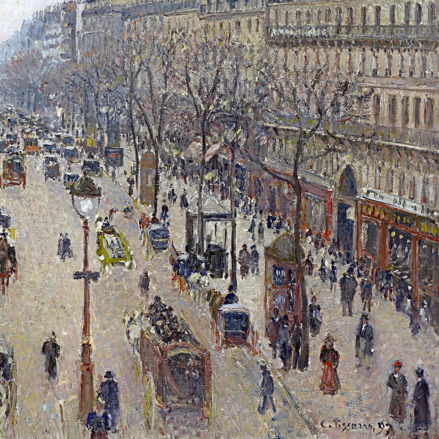 Boulevard Montmarte by Camille Pissarro, 3d Printed with texture and brush strokes looks like original oil-painting, code:078