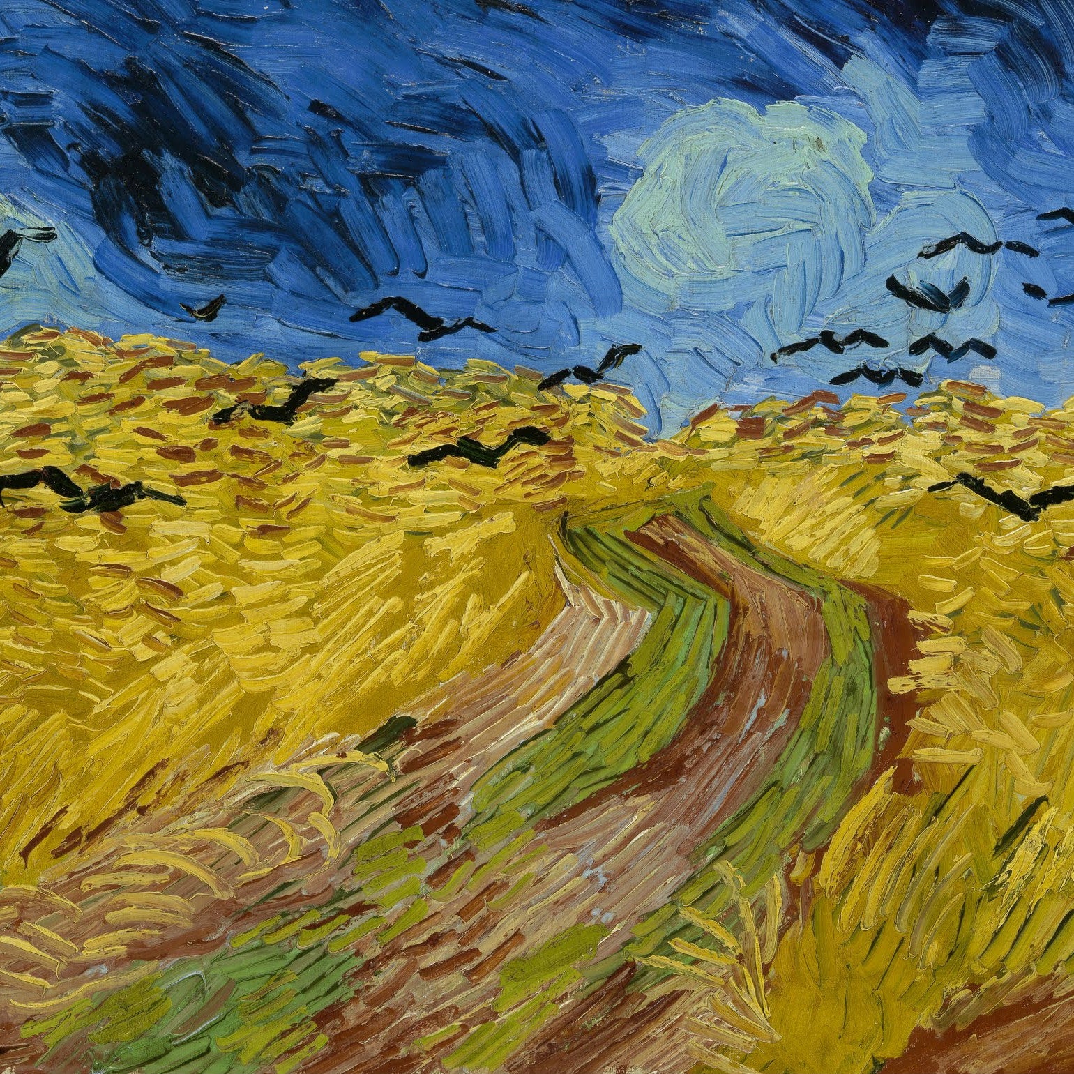 Crows by Vincent Van Gogh, 3d Printed with texture and brush strokes looks like original oil-painting, code:077