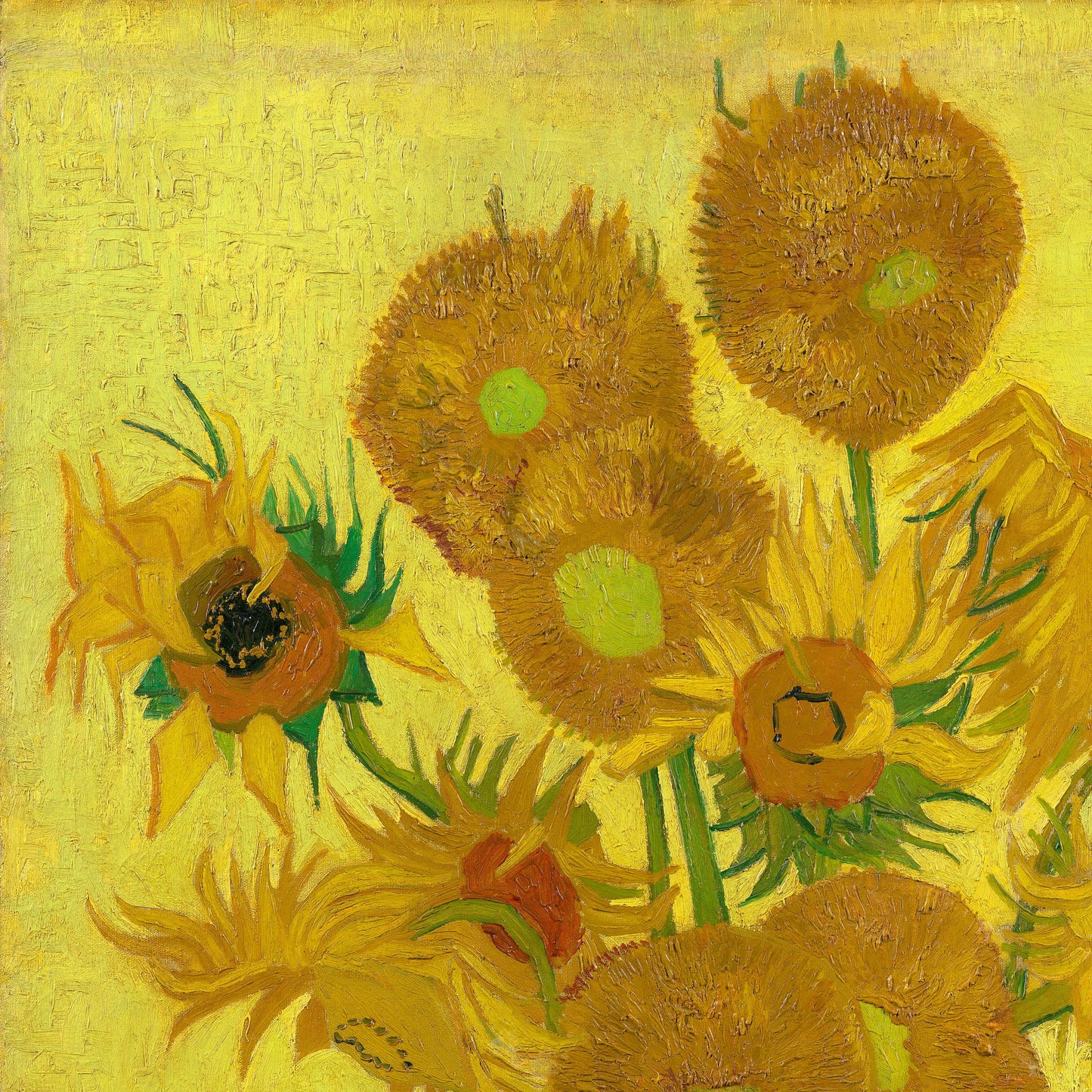 Sunflowers by Vincent Van Gogh, 3d Printed with texture and brush strokes looks like original oil-painting, code:076