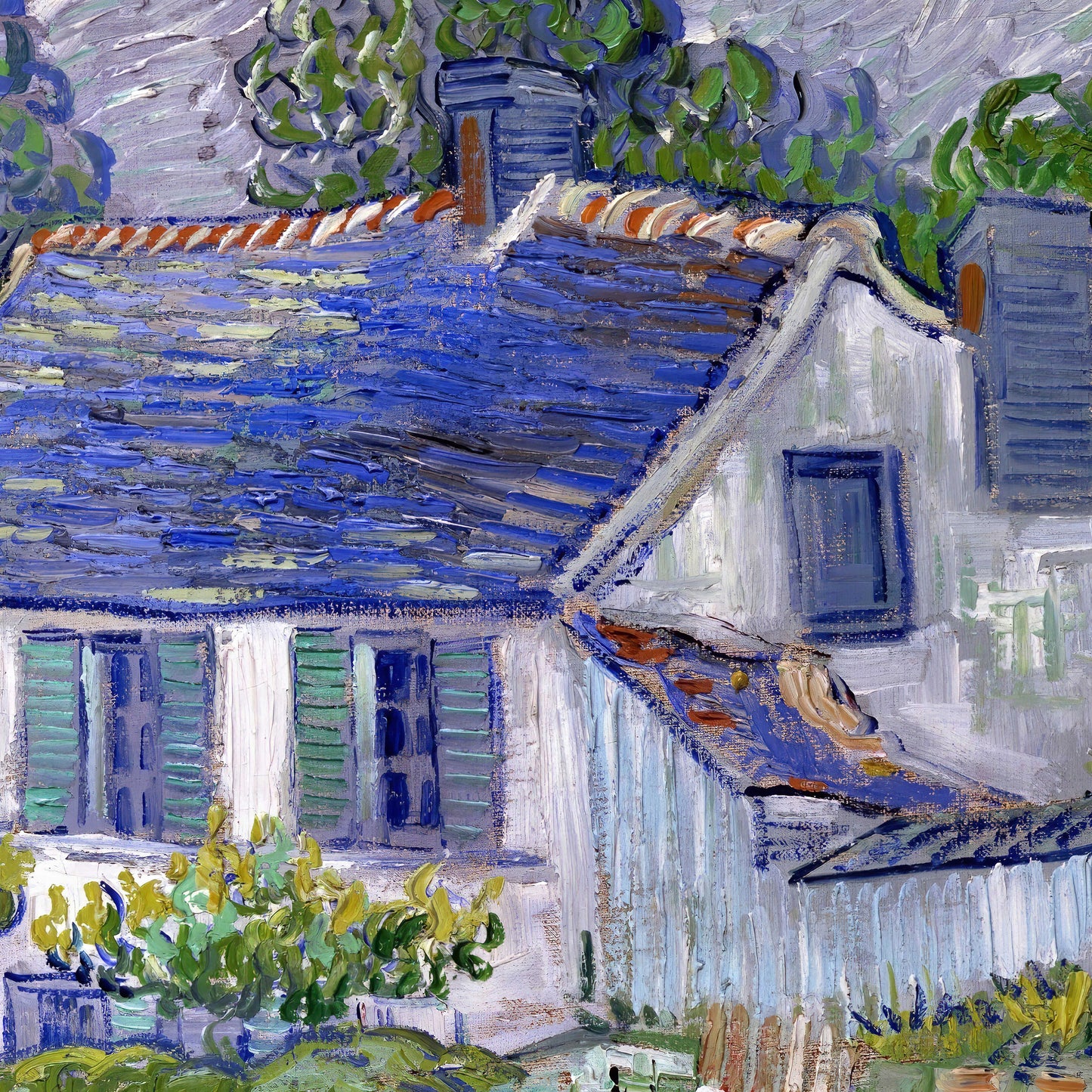 Houses at Auvers by Vincent Van Gogh, 3d Printed with texture and brush strokes looks like original oil-painting, code:073