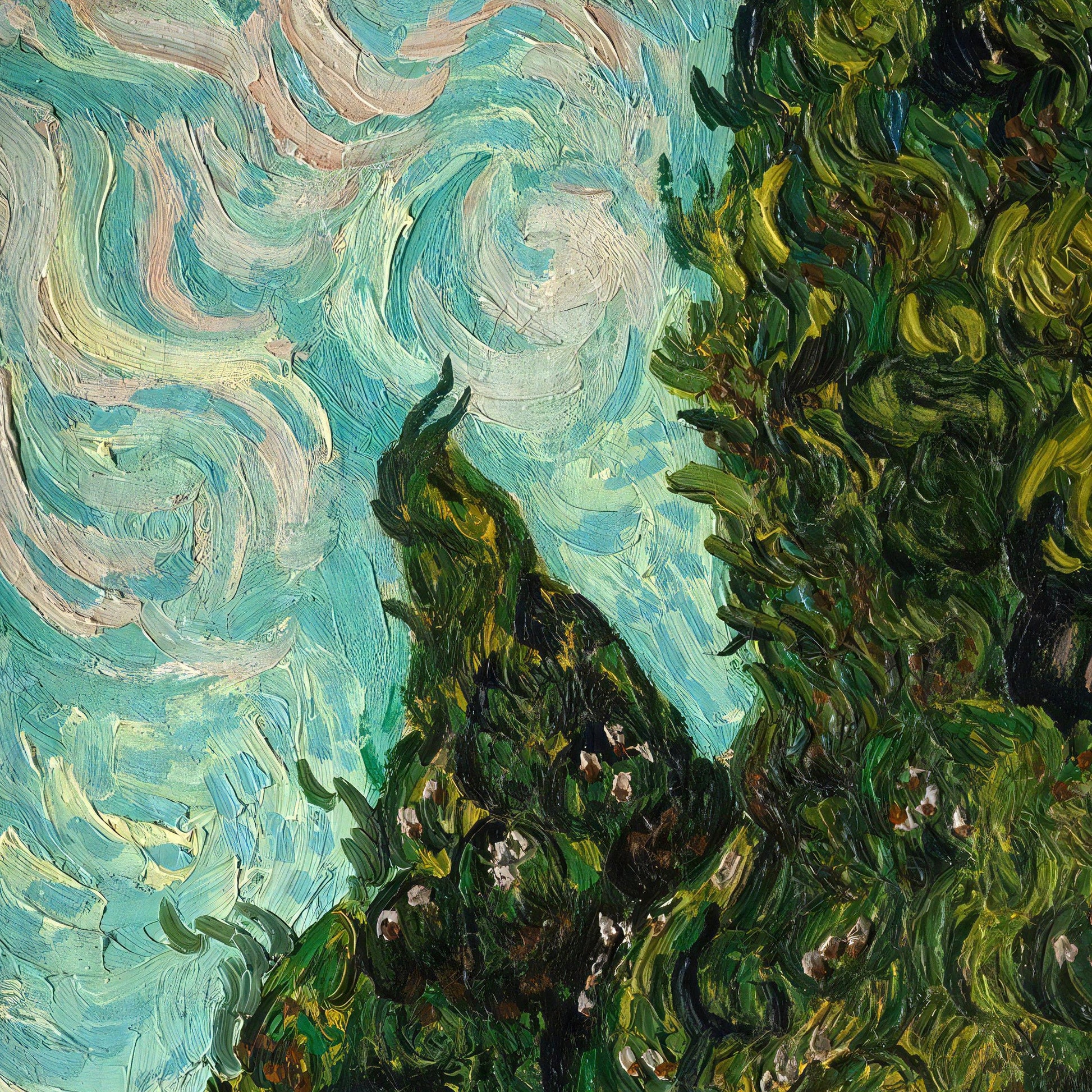 Cypresses by Vincent Van Gogh, 3d Printed with texture and brush strokes looks like original oil-painting, code:066