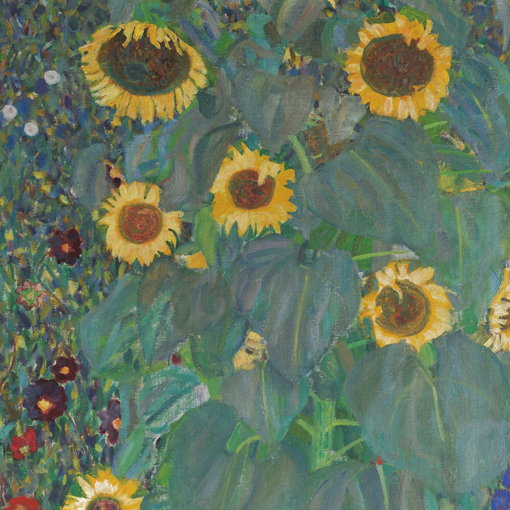 Farm Garden with Sunflowers by Gustav Klimt, 3d Printed with texture and brush strokes looks like original oil-painting, code:113