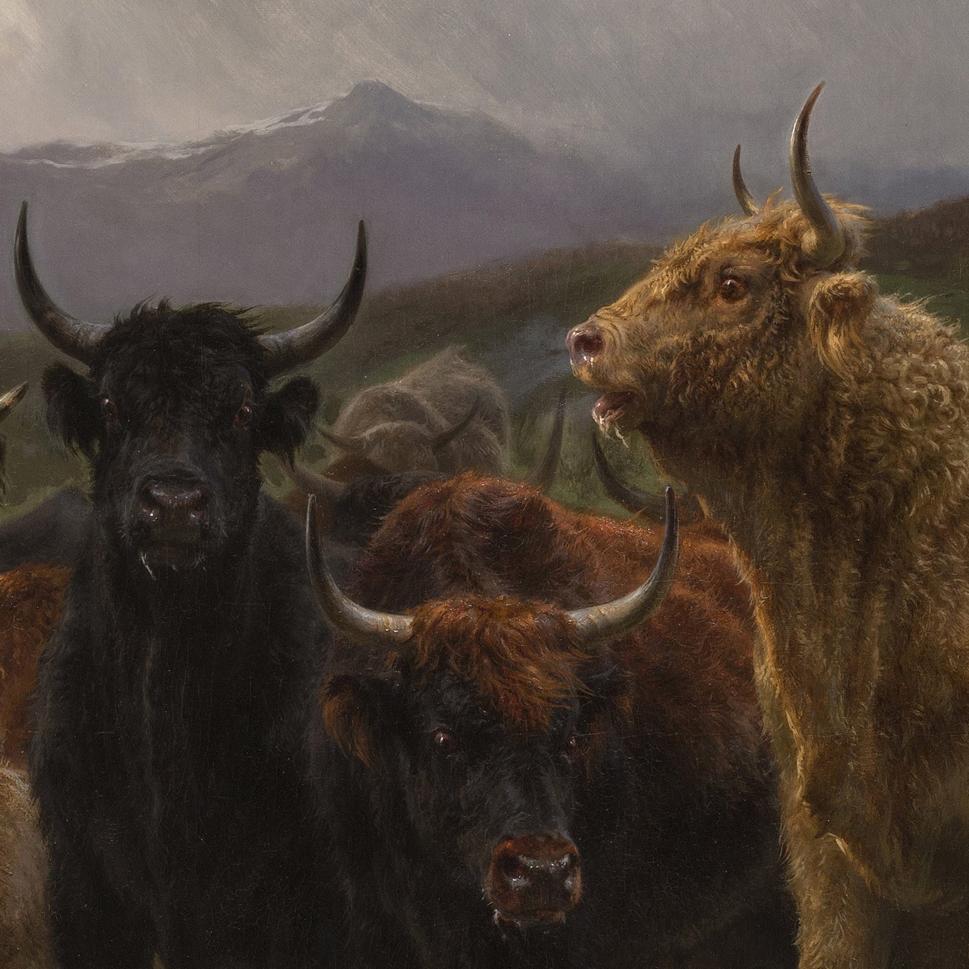 Highland Raid by Rosa Bonheur, 3d Printed with texture and brush strokes looks like original oil-painting, code:161