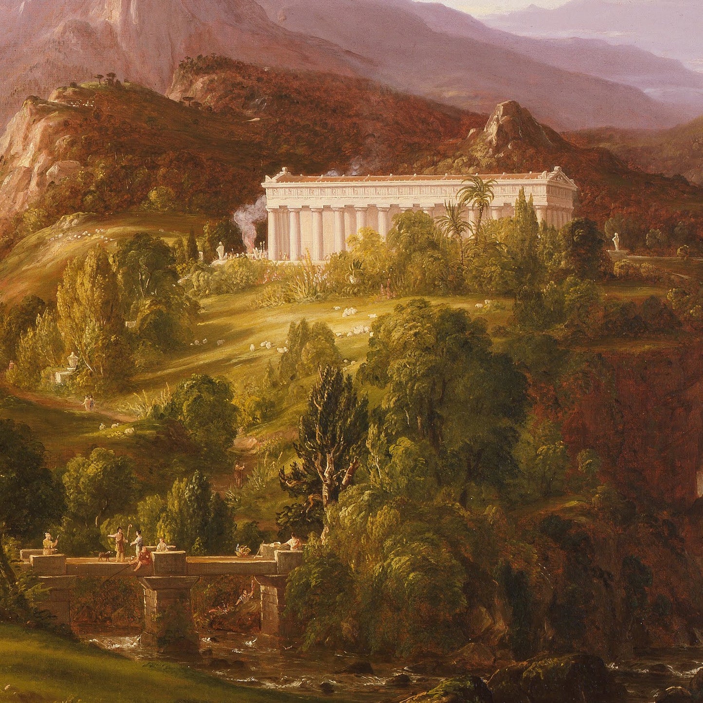 Dream of Arcadia by Thomas Cole, 3d Printed with texture and brush strokes looks like original oil-painting, code:162