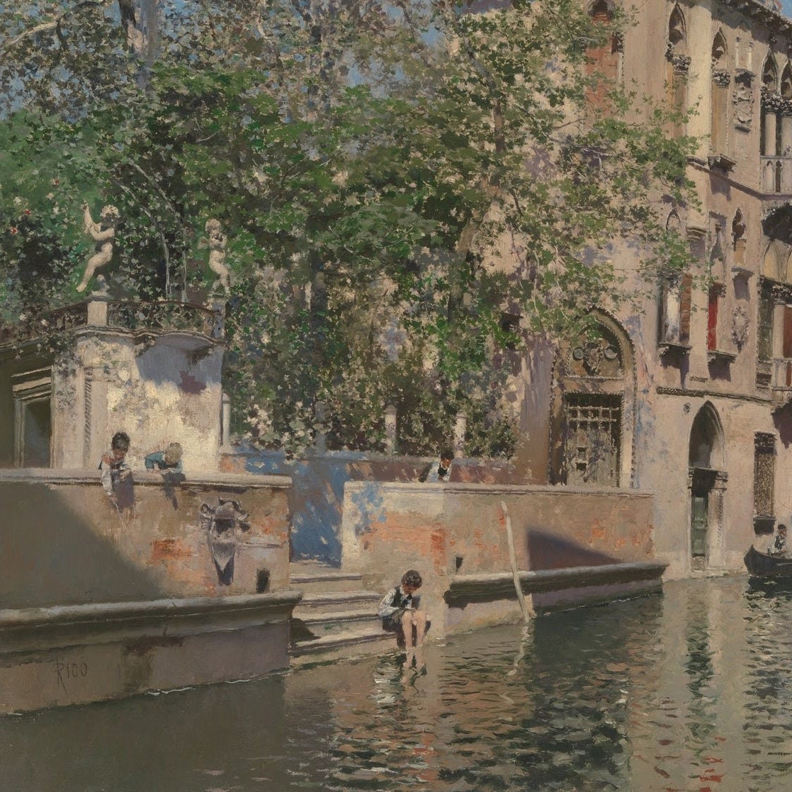A Canal in Venice by Martín Rico, 3d Printed with texture and brush strokes looks like original oil-painting, code:183