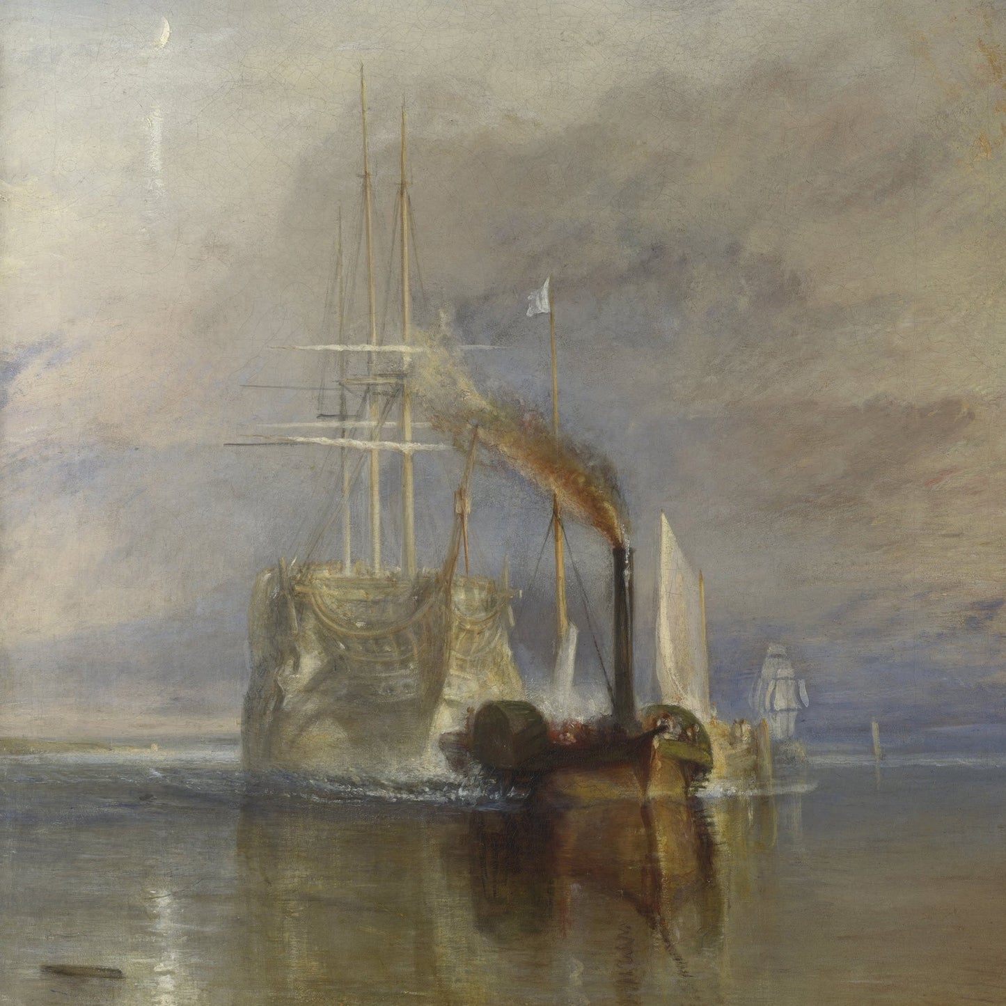 The Fighting Temeraire by J. M. W. Turner, 3d Printed with texture and brush strokes looks like original oil-painting, code:191