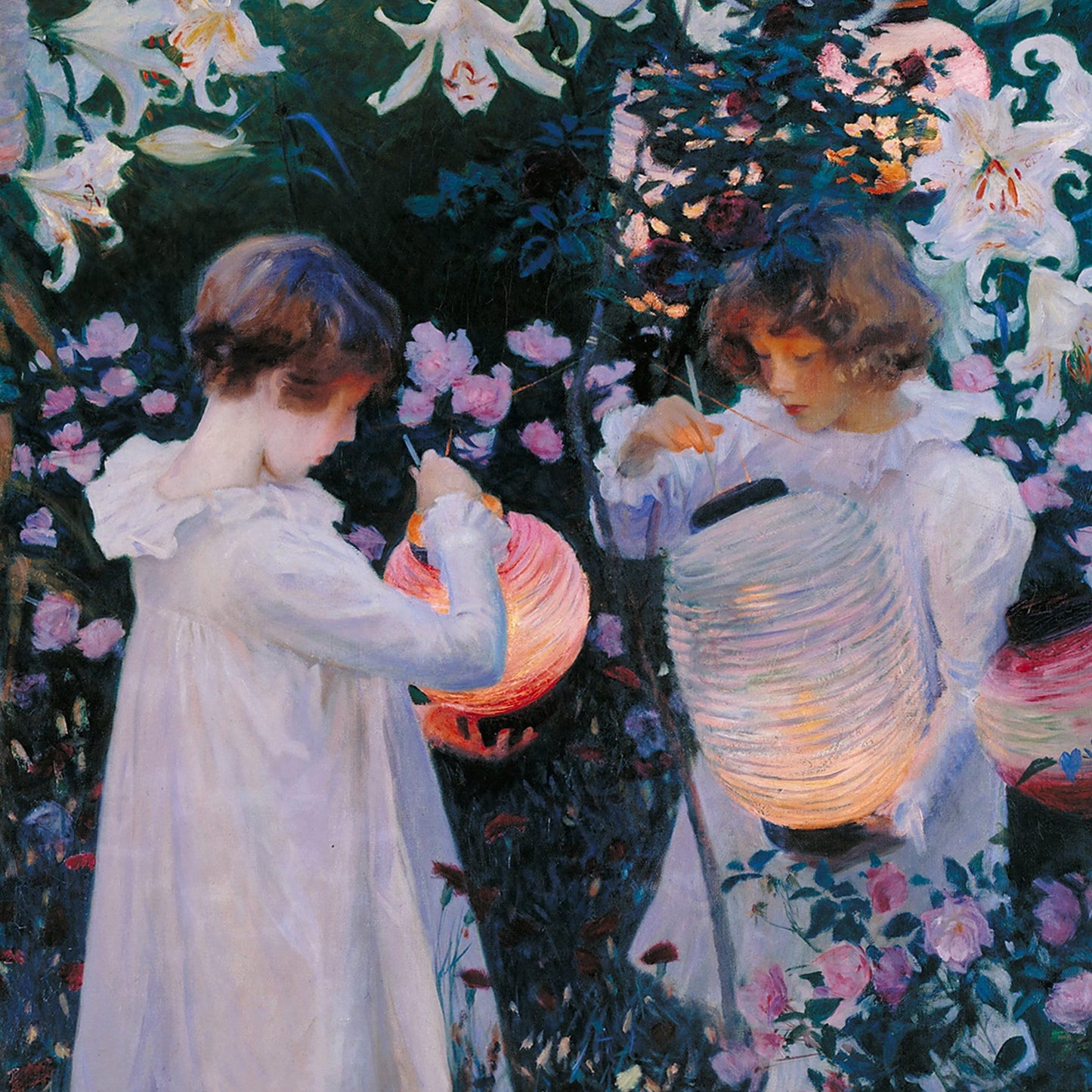 Carnation, Lily, Lily, Rose by John Singer Sargent, 3d Printed with texture and brush strokes looks like original oil-painting, code:193