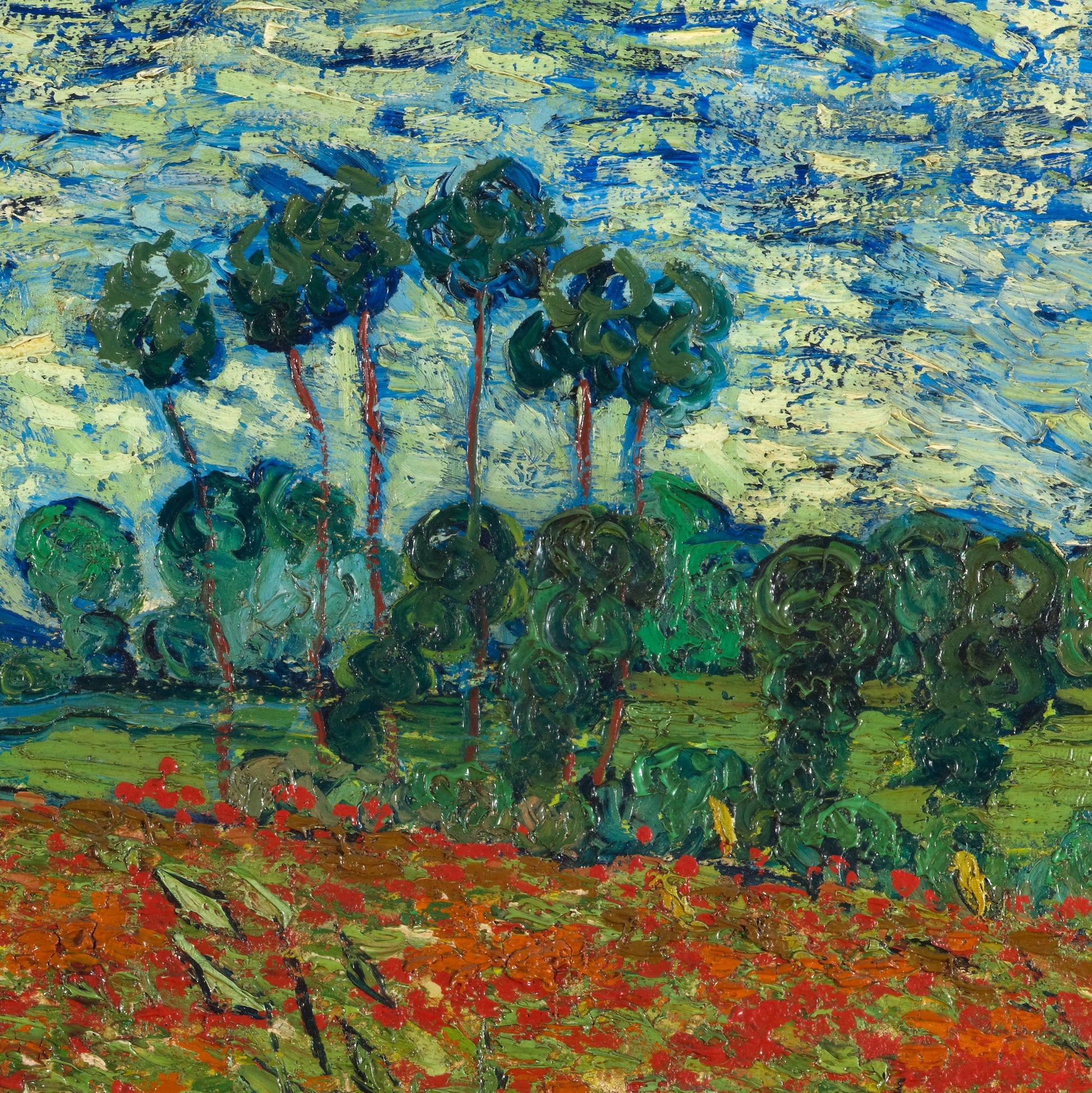 Poppy Field by Vincent Van Gogh, 3d Printed with texture and brush strokes looks like original oil-painting, code:222
