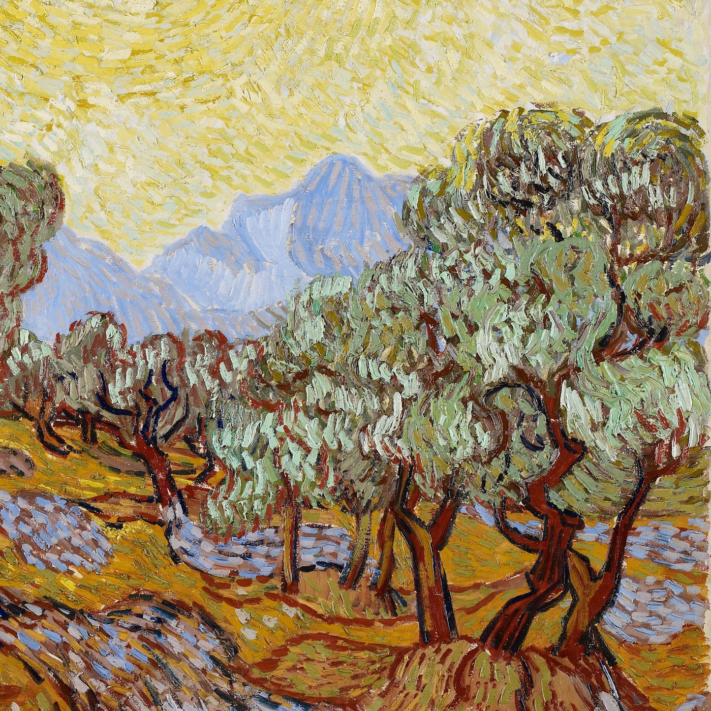 Olive Tress by Vincent Van Gogh, 3d Printed with texture and brush strokes looks like original oil-painting, code:225