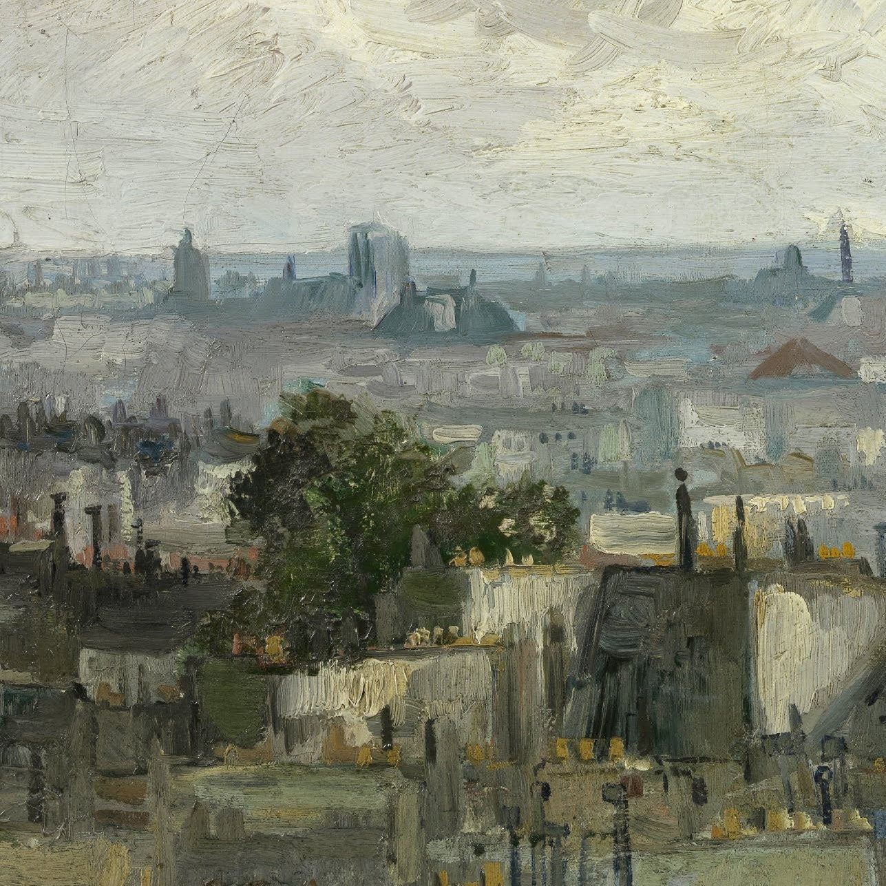 View of Paris by Vincent Van Gogh, 3d Printed with texture and brush strokes looks like original oil-painting, code:227