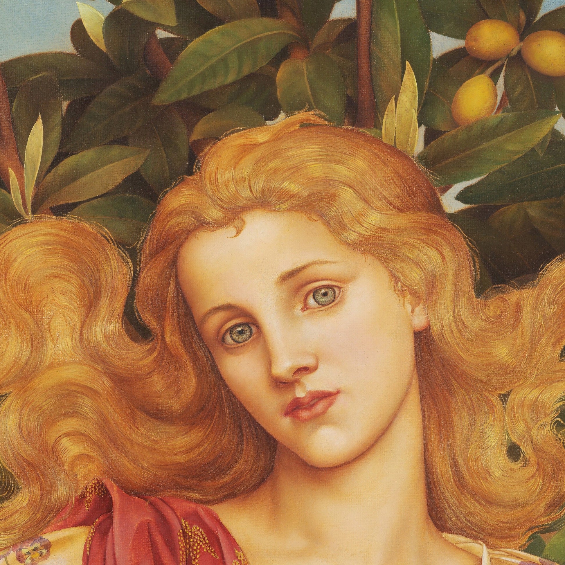 Flora by Evelyn De Morgan, 3d Printed with texture and brush strokes looks like original oil-painting, code:245