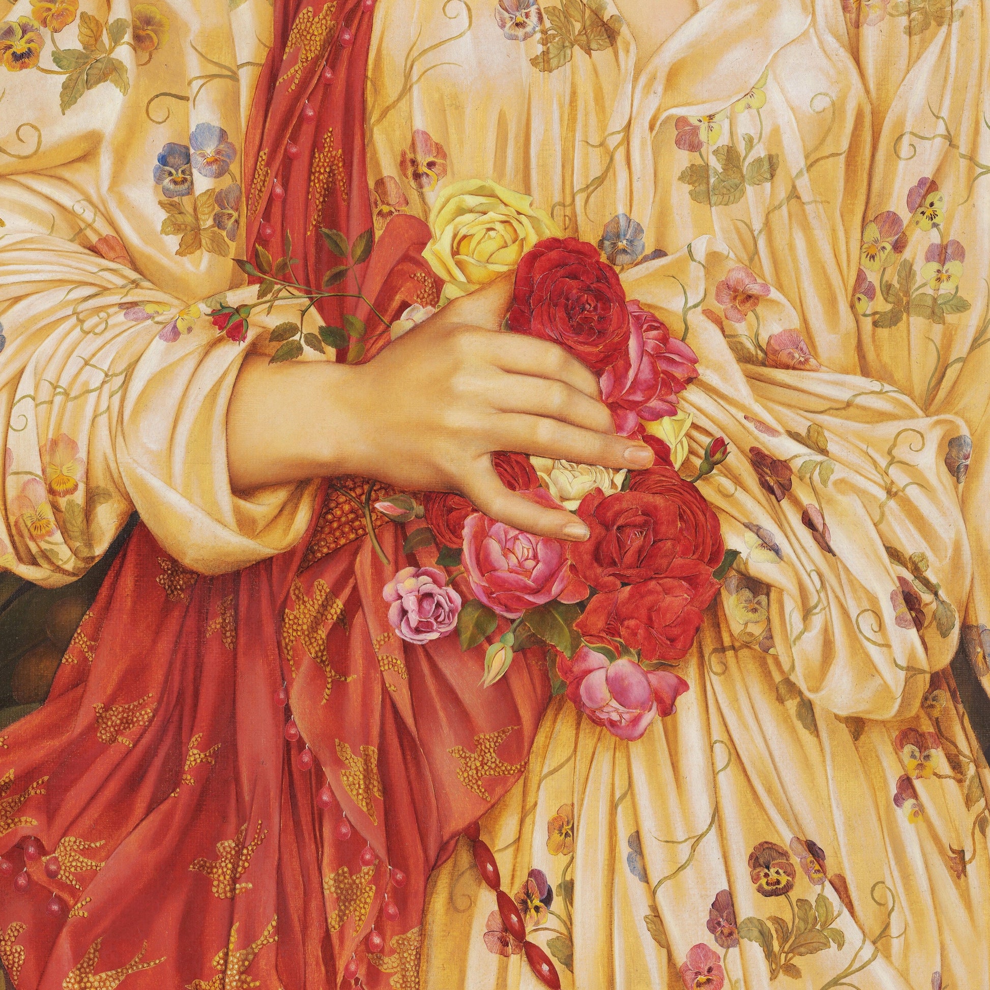 Flora by Evelyn De Morgan, 3d Printed with texture and brush strokes looks like original oil-painting, code:245