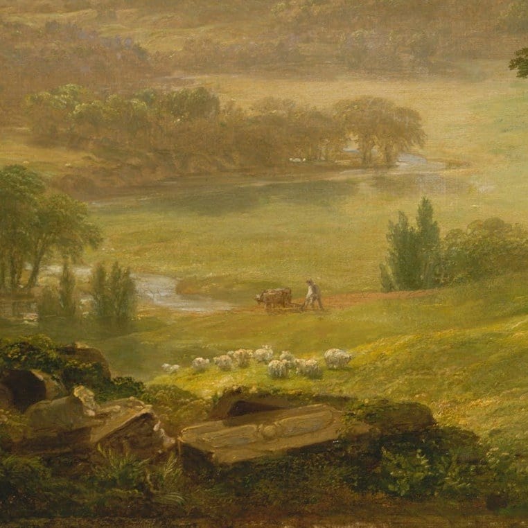 Landscape Scene from Thanatopsis by Asher Brown Durand, 3d Printed with texture and brush strokes looks like original oil-painting, code:299