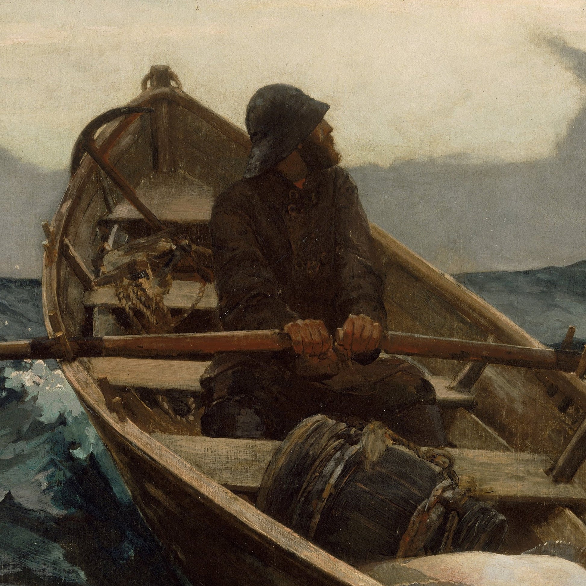 The Fog Warning by Winslow Homer, 3d Printed with texture and brush strokes looks like original oil-painting, code:365