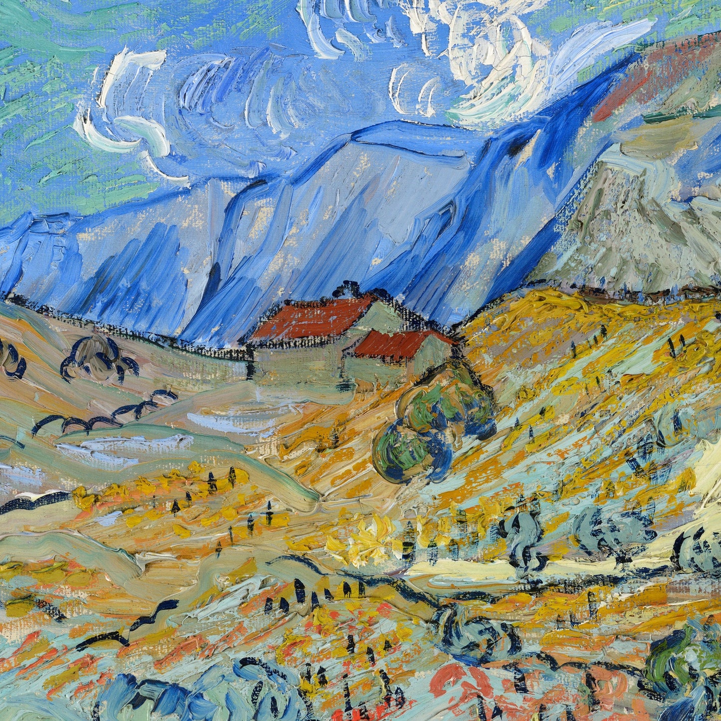 Landscape at Saint-Rémy by Vincent van Gogh, 3d Printed with texture and brush strokes looks like original oil-painting, code:376