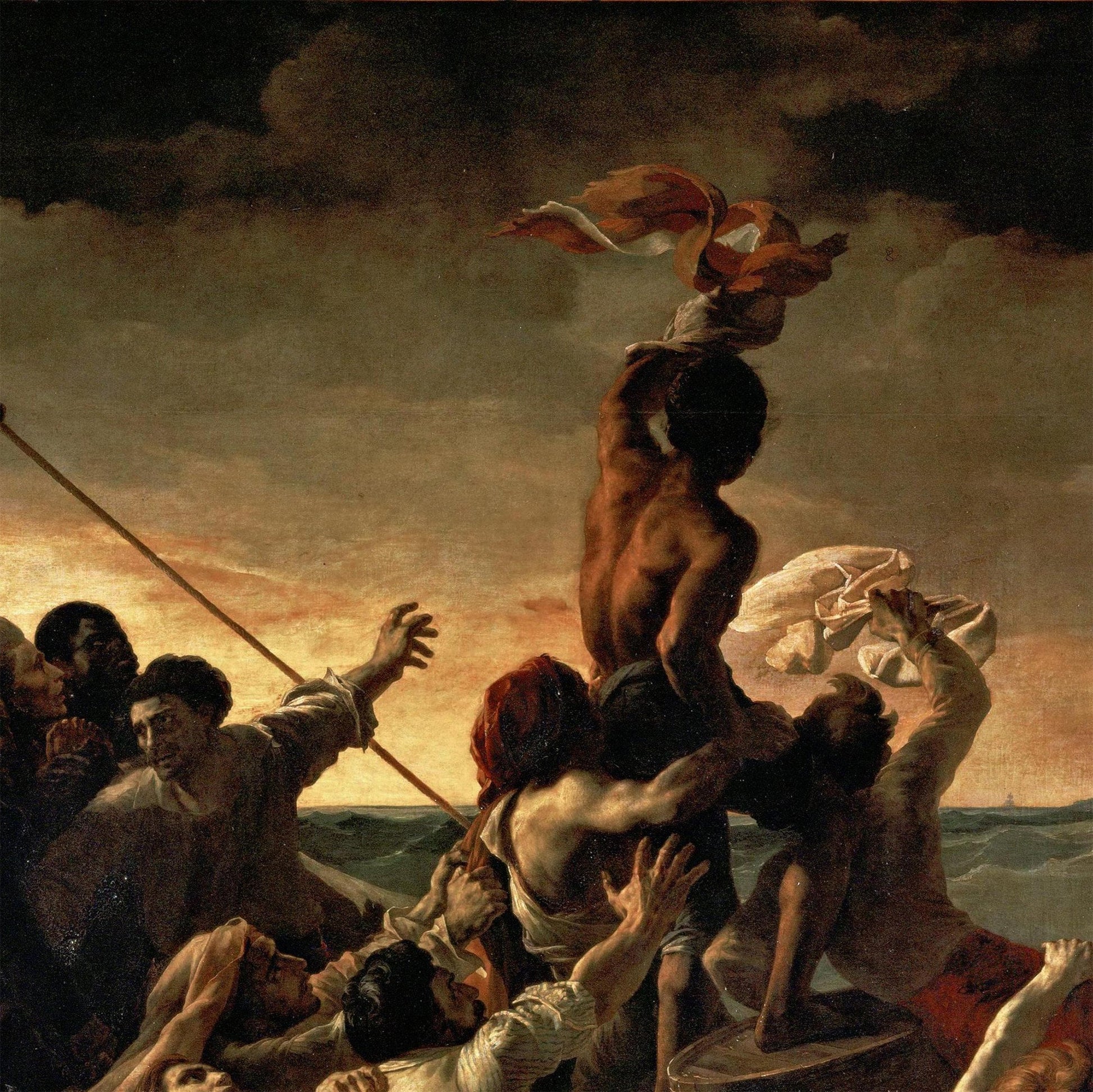 The Raft of the Medusa by Théodore Géricault, 3d Printed with texture and brush strokes looks like original oil-painting, code:484