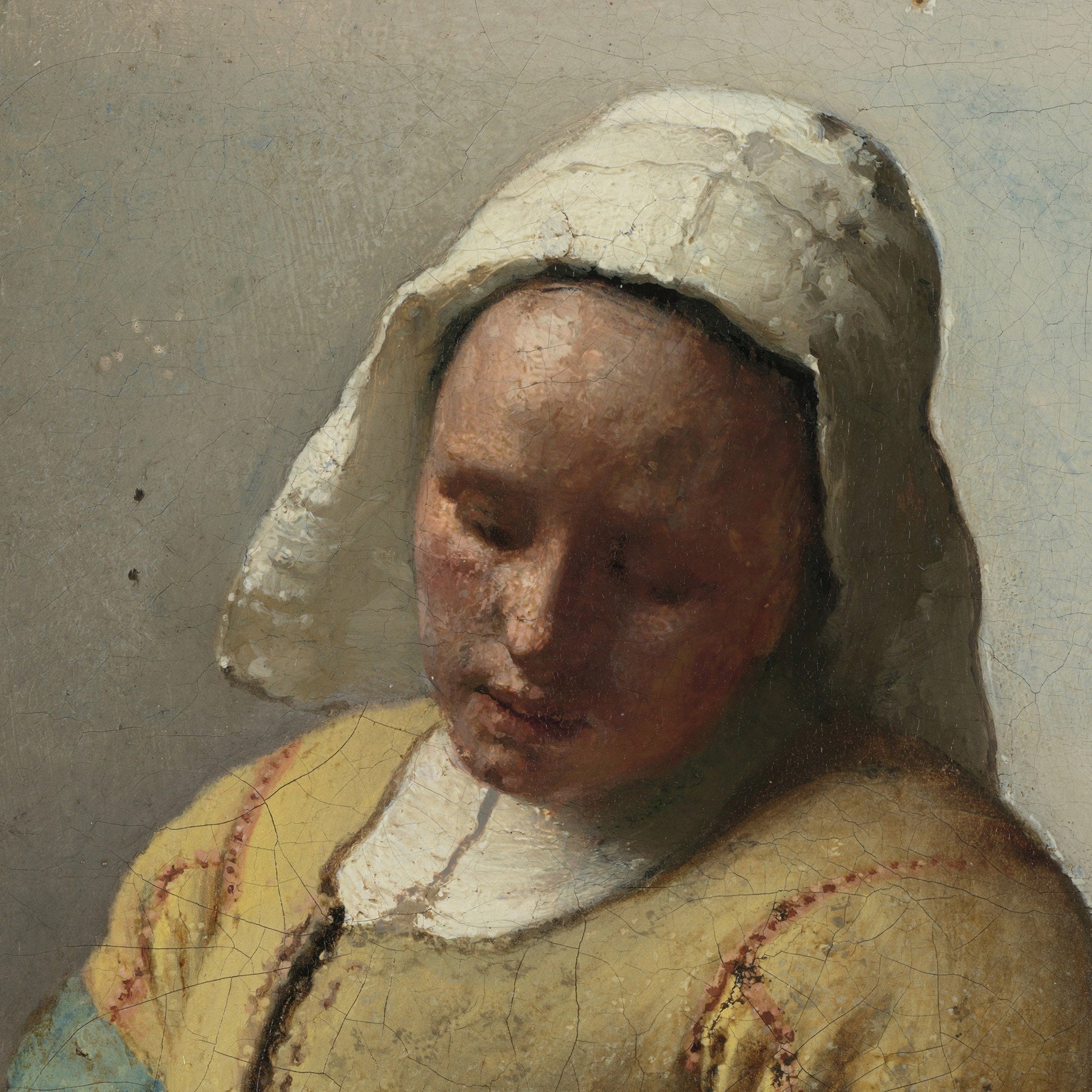The Milkmaid by Johannes Vermeer, 3d Printed with texture and brush strokes looks like original oil-painting, code:497