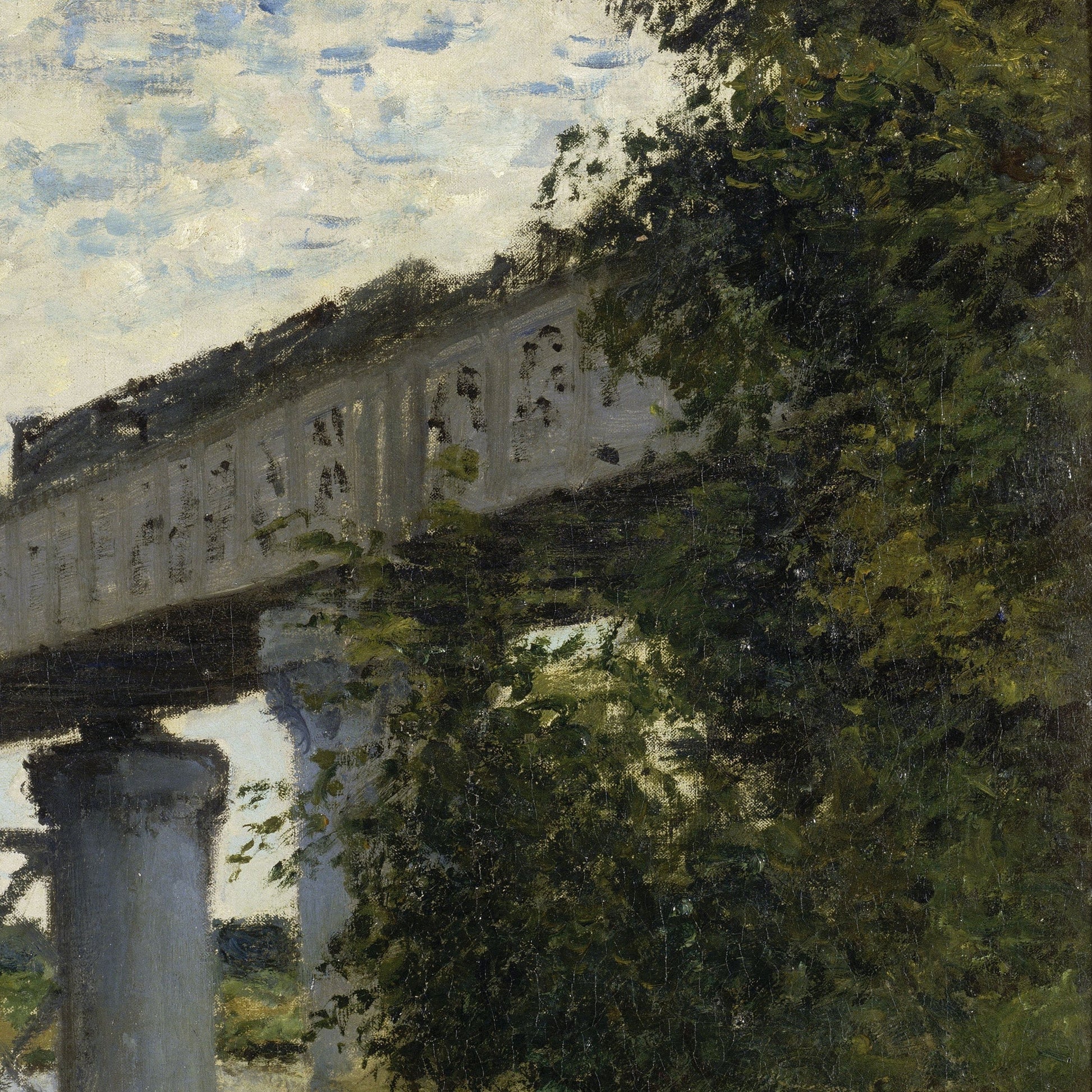 The Railroad bridge in Argenteuil by Claude Monet, 3d Printed with texture and brush strokes looks like original oil-painting, code:396