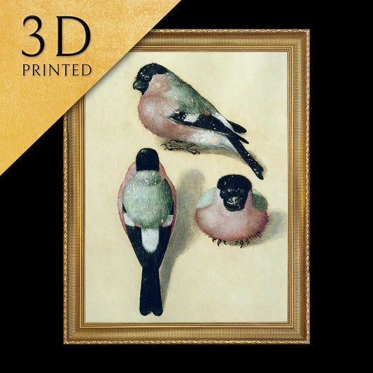Three Studies of a Tree Bullfinch by Albrecht Dürer, 3d Printed with texture and brush strokes looks like original oil-painting, code:494