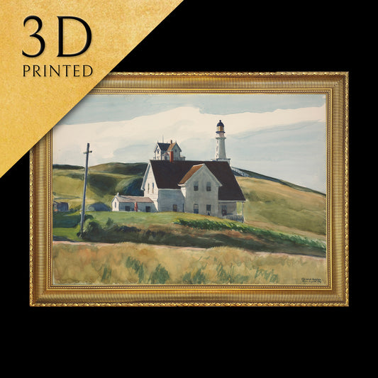 Hill and Houses, Cape Elizabeth by Edward Hopper, 3d Printed with texture and brush strokes looks like original oil-painting, code:502