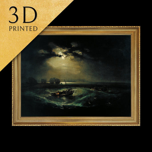 Fishermen at Sea by J.M.W Turner, 3d Printed with texture and brush strokes looks like original oil-painting, code:508