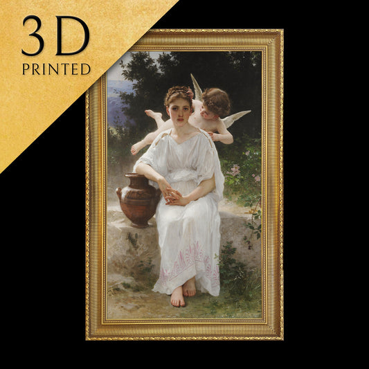 Whisperings of Love by William-Adolphe Bouguereau, 3d Printed with texture and brush strokes looks like original oil-painting, code:513