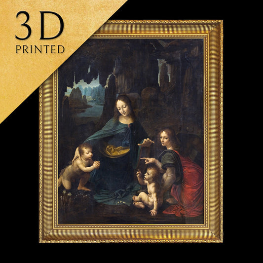 The Virgin of the Rocks by Leonardo Da Vinci , 3d Printed with texture and brush strokes looks like original oil-painting, code:533