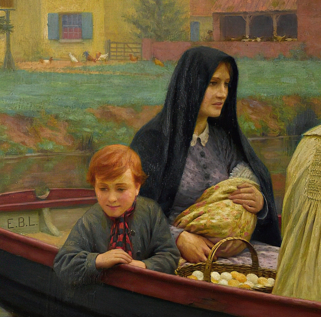 The Ferry by Edmund Blair Leighton , 3d Printed with texture and brush strokes looks like original oil-painting, code:562