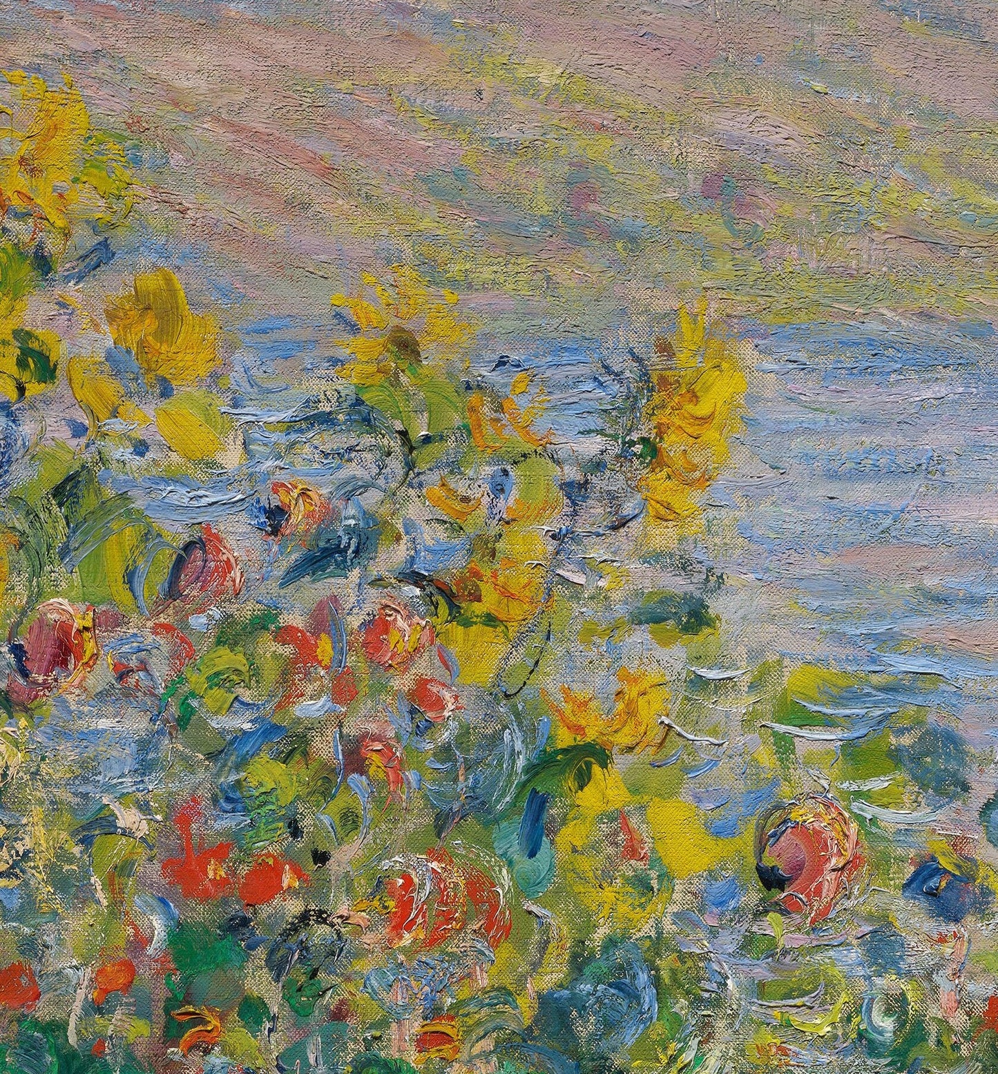 Flower Beds at Vétheuil by Claude Monet , 3d Printed with texture and brush strokes looks like original oil-painting, code:573
