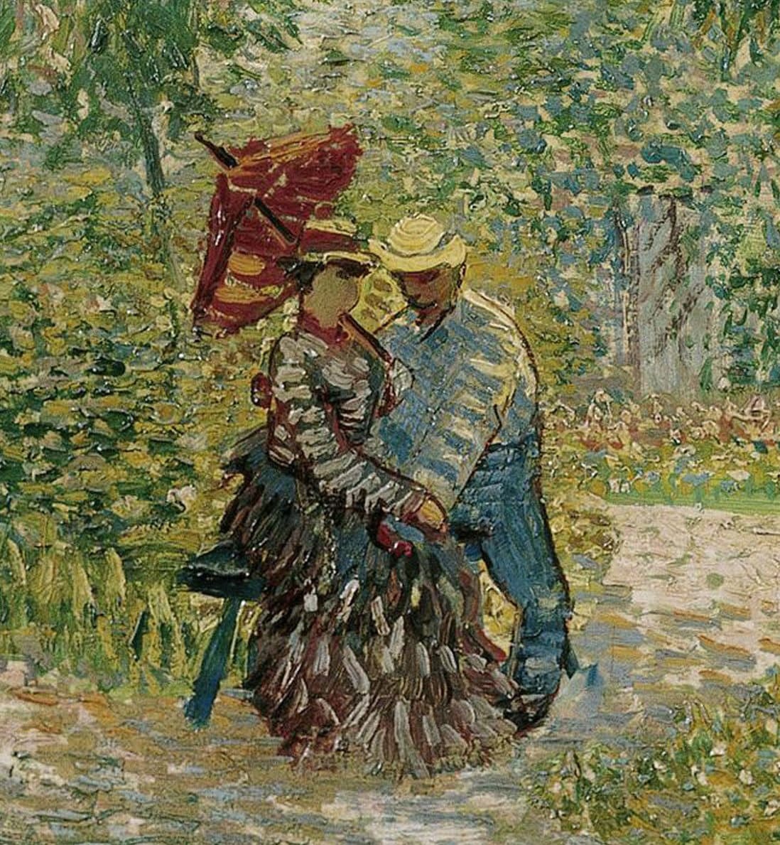 Garden in montmarte with lovers by Van Gogh , 3d Printed with texture and brush strokes looks like original oil-painting, code:581