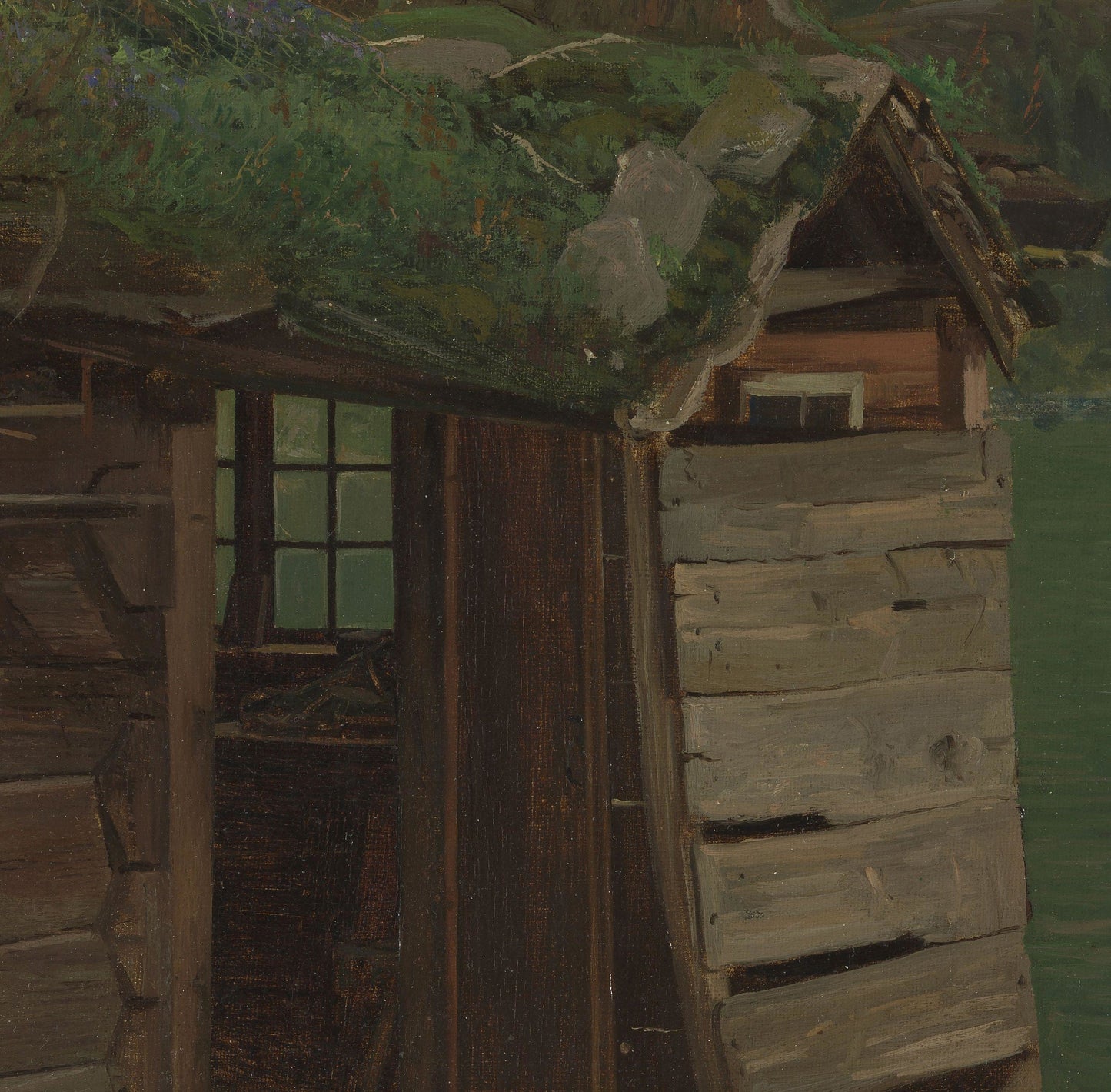 Farmhouse at Balestrand by Amaldus Nielsen , 3d Printed with texture and brush strokes looks like original oil-painting, code:564