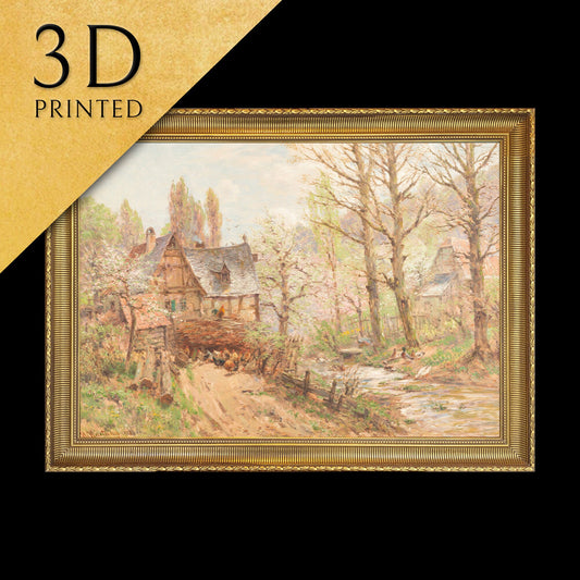 Farmstead in spring by Heinrich Hartung , 3d Printed with texture and brush strokes looks like original oil-painting, code:569